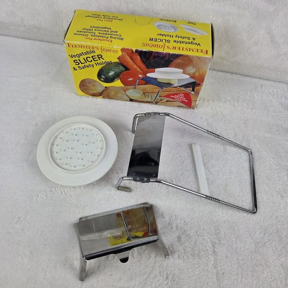 Vintage Feemster’s Famous Vegetable Slicer W/ Safety Holder Original Box